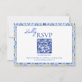 Cartão RSVP Italian Tiles La Dolce Vita Destination Wedding 