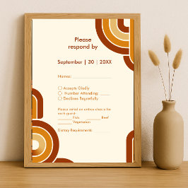 Cartão RSVP ivory Bold Retro Casamento dos anos 70