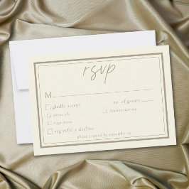 Cartão RSVP Ivory Cream Minimalist Frame Wedding