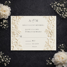 Cartão RSVP Ivory Elegant Baroque Wedding Response Card