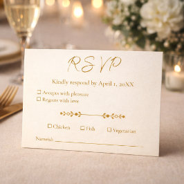 Cartão RSVP Ivory Gold 50th Wedding Anniversary Response Card