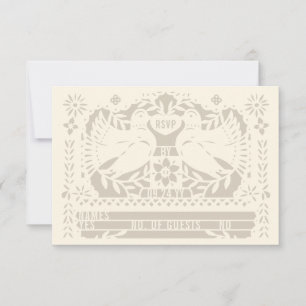 Cartão RSVP Ivory Mexicano Fantail Doves Papel Picado