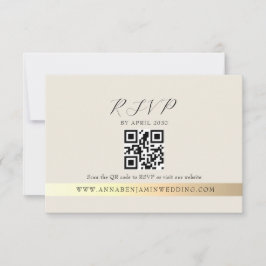 Cartão RSVP Ivory Photo QR Code Wedding