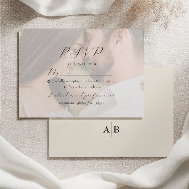Cartão RSVP Ivory Photo Wedding (Criador carregado)