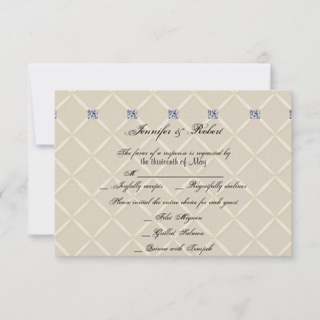 Cartão RSVP Ivory Quilling Bling Posh Wedding Response Card (Frente)