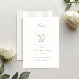 Cartão RSVP Ivory & Sand | Listras Florais de Casamento 