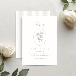 Cartão RSVP Ivory & Sand Listras Florais de Casamento