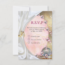 Cartão RSVP Ivory Silk, Dourados rendas e pérolas e mármore
