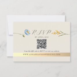 Cartão RSVP Ivory Wildflower QR Code Wedding