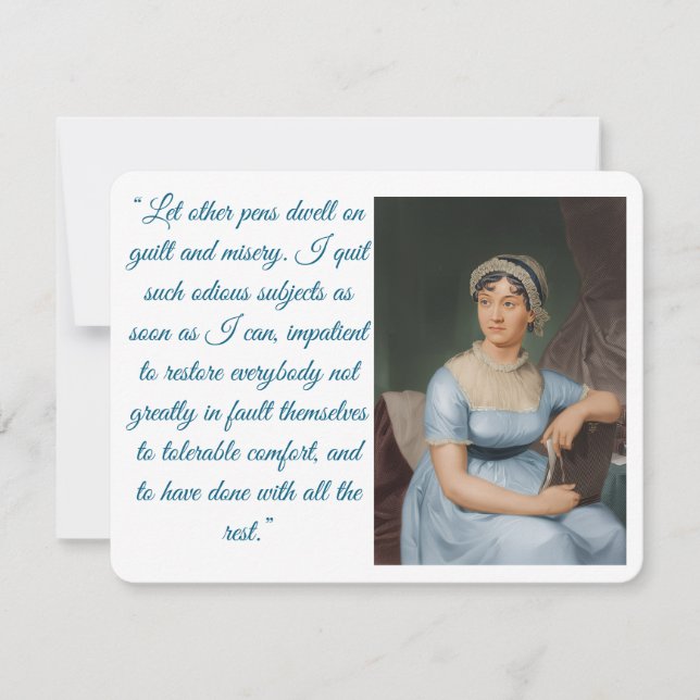 Cartão RSVP Jane Austen portrait plus quote (blue) Folded Card (Frente)
