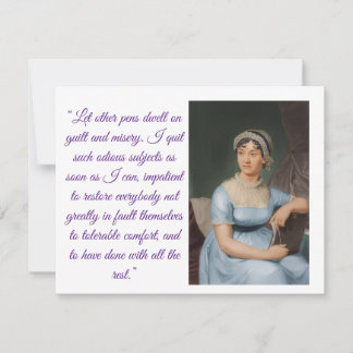 Cartão RSVP Jane Austen portrait plus quote (purpleFolded Card