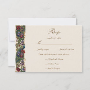 Cartão RSVP Jantar de Noiva com Tons de Joia Floral Vintage