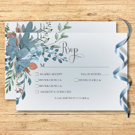 Cartão RSVP Janto Branco Boho Rust & Blue Floral Wedding