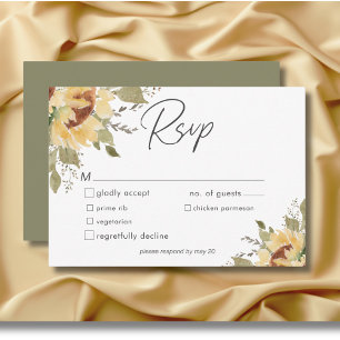 Cartão RSVP Janto de Casamento de Flores Solares, Grande Boho 