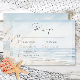 Cartão RSVP Janto de Casamento de Praia da Aquarela Moderna em