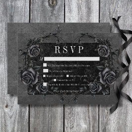 Cartão RSVP Janto de Casamento de Rosas Negras Gótica Raven & 