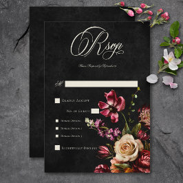 Cartão RSVP Janto de Casamento Floral do outono de Outono Escu