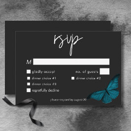 Cartão RSVP Janto de Casamento Mínimo de Teal Moth Escuro