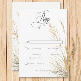 Cartão RSVP Janto De Casamento Rustic Boho Seco Tan Grass