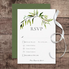 Cartão RSVP Janto de Casamento Rustic Botanical Greenery Bough