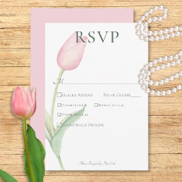 Cartão RSVP Janto de Casamento Solo Tulip Rosa