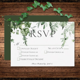 Cartão RSVP Janto de Casamento Verde Rustic Ivy & Sage Greener