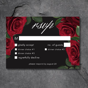 Cartão RSVP Janto Floral de Rosas vermelhas de Sangue Elegante