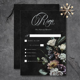 Cartão RSVP Janto Floral Misterioso Muted Gothic Escuro