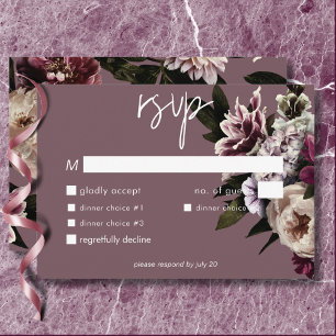 Cartão RSVP Janto Floral Modern Burgundy & Cream Peonies