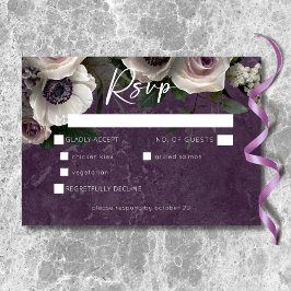 Cartão RSVP Janto Floral Moderno Plum Purple Elegant