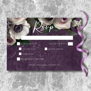 Cartão RSVP Janto Floral Moderno Plum Purple Elegant