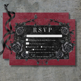 Cartão RSVP Janto Gótico de Rosas Negras Raven & Black