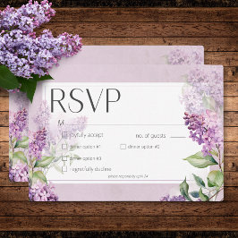 Cartão RSVP Janto Rustic Romantic Purple & Sage Lilacs