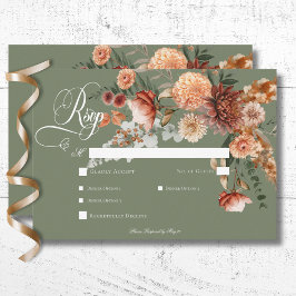 Cartão RSVP Janto Verde Boho Peach & Rust Floral Sage