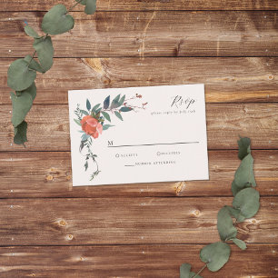 Cartão RSVP Jardim Botânico Elegante Marsala Peach