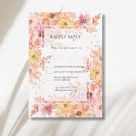 Cartão RSVP Jardim Botânico Floral Pastel Casamento Romântico