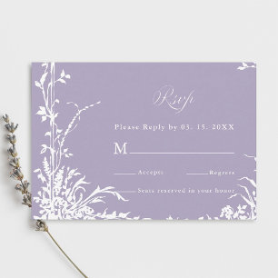 Cartão RSVP Jardim Botânico Romântico Casamento Lavanda