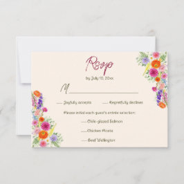 Cartão RSVP Jardim Colorido Floresce Escolha de Refeição de Ca