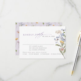 Cartão RSVP Jardim de Casamento no Campo de Flores Silvestres 