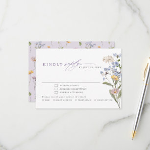 Cartão RSVP Jardim de Casamento no Campo de Flores Silvestres
