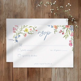 Cartão RSVP Jardim de Flores Silvestres Românticas de Primaver