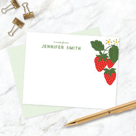 Cartão RSVP Jardim de Morango Doce Personalizado Notecard