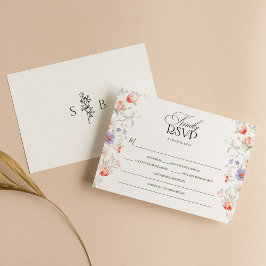 Cartão RSVP Jardim de Primavera Floral Aquarela Casamento Past