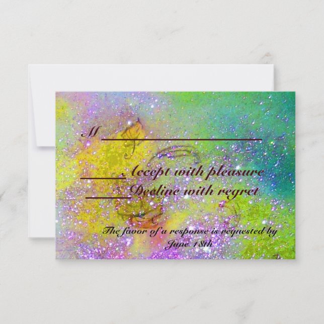 CARTÃO RSVP JARDIM DE SOMBRAS PERDIDAS/RSVP DE BORBOLHA MÁGICA (Frente)