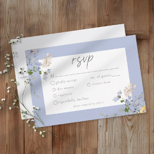 Cartão RSVP Jardim Elegante de Flores Silvestres Azuis Casamen
