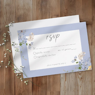 Cartão RSVP Jardim Elegante de Flores Silvestres Azuis Casamen