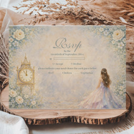 Cartão RSVP Jardim Encantado de Conto de Fadas Quinceañera