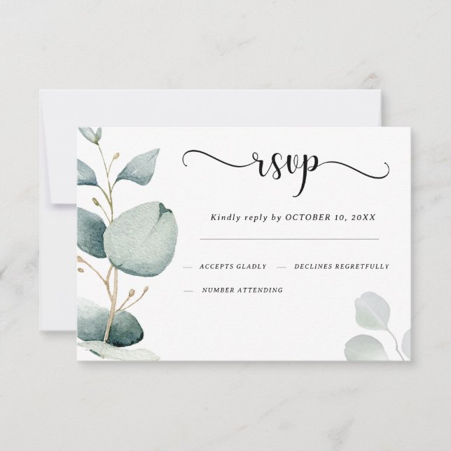 Cartão RSVP Jardim Eucalyptus & Greenery (Frente)