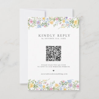 Cartão RSVP Jardim Floral de Noiva Ornamentado com Pastel Suav