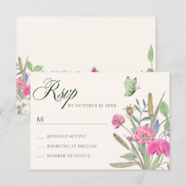 Cartão RSVP Jardim floral estético